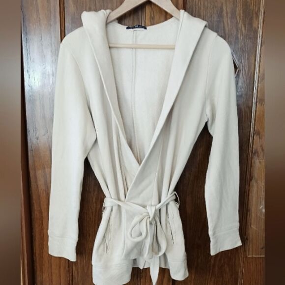 GAP Fleece Wrap Front Hoodie Tan SMALL - Picture 1 of 10